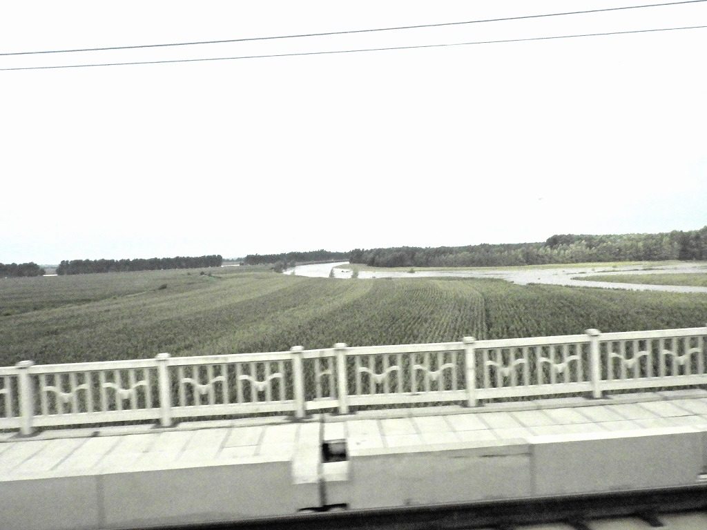 列車から見た東北の田園地帯